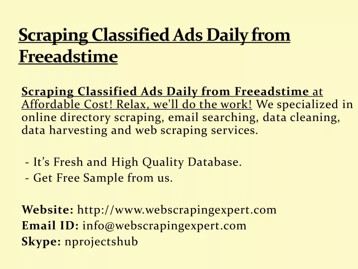 scraping classified ads daily from freeadstime