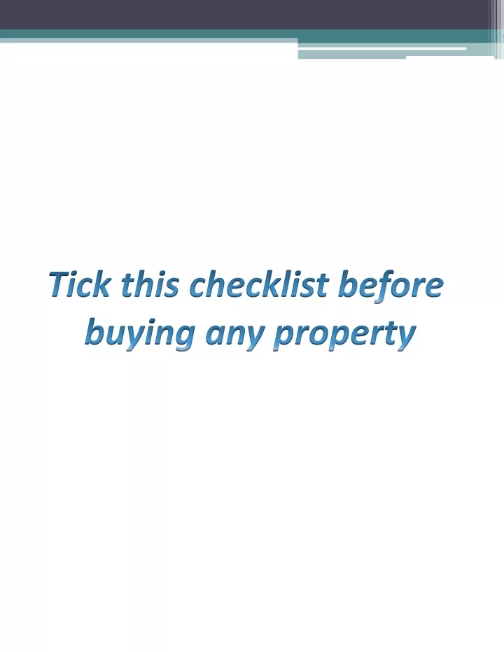 tick this checklist before buying any property