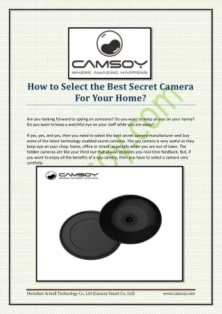 Select the Best Secret Camera, Hidden Camera, Micro Camera at Camsoy.com