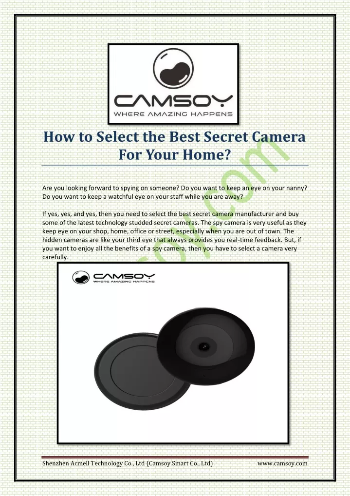 how to select the best secret camera for your home