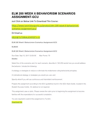elm 200 week 6 behaviorism scenarios assignment