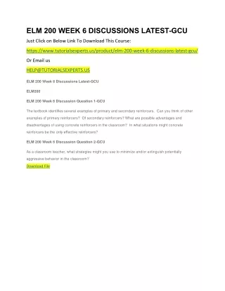 elm 200 week 6 discussions latest gcu