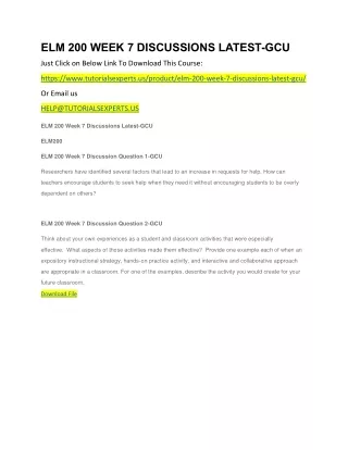 elm 200 week 7 discussions latest gcu