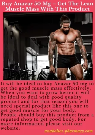 Buy Anavar 50 Mg – Get The Lean Muscle Mass With This Product