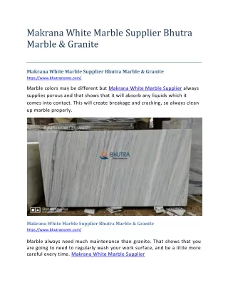 Makrana White Marble Supplier Bhutra Marble & Granite