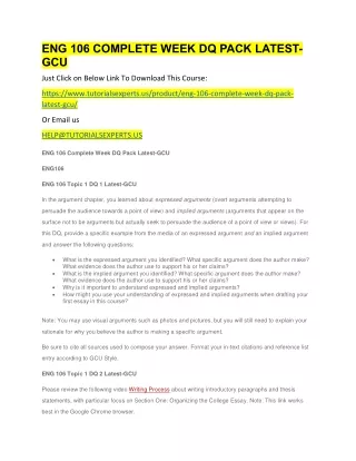 ENG 106 COMPLETE WEEK DQ PACK LATEST-GCU