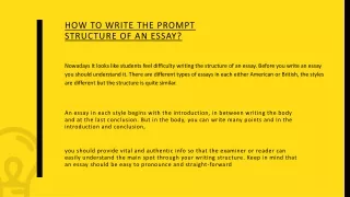 How To Write The Prompt Structure Of An Essay ?