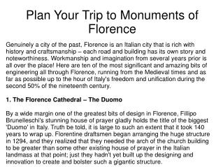 Plan Your Trip to Monuments of Florence
