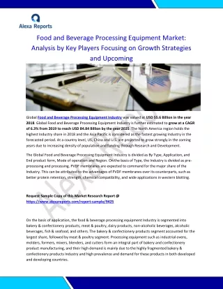 Food and Beverage Processing Equipment Market: Analysis by Key Players Focusing on Growth Strategies and Upcoming
