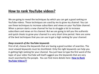 How to Rank YouTube Videos