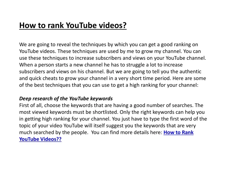 how to rank youtube videos we are going to reveal