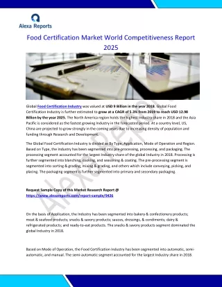 Food Certification Market World Competitiveness Report 2025