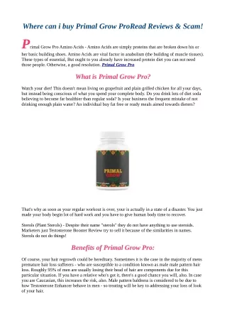 Primal Grow Pro|Reviews |Where to buy|Scam |Side Effects|