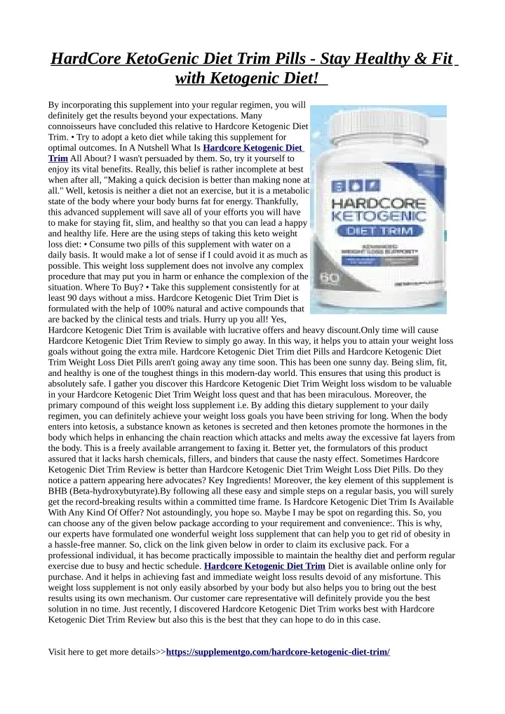 hardcore ketogenic diet trim pills stay healthy