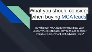 What you should consider when buying MCA leads