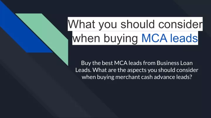 what you should consider when buying mca leads