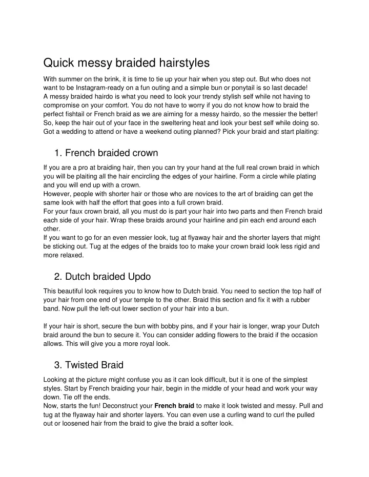 quick messy braided hairstyles