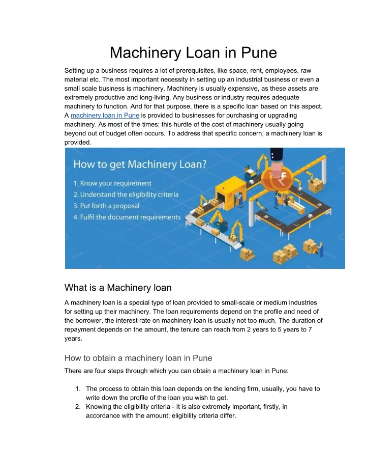 machinery loan in pune