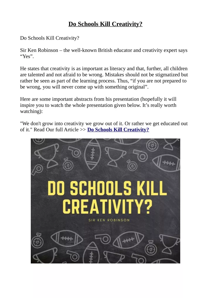 do schools kill creativity