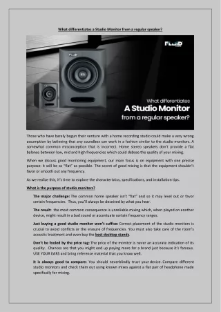 what differentiates a studio monitor from