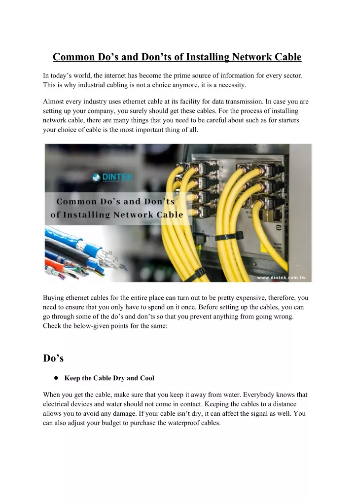 common do s and don ts of installing network cable