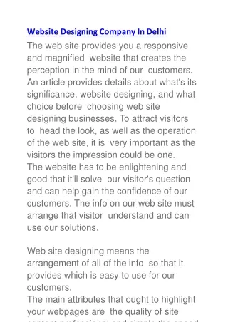 Website Designing Company In Delhi
