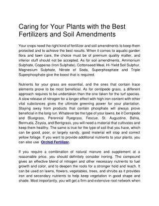 Caring for Your Plants with the Best Fertilizers and Soil Amendments