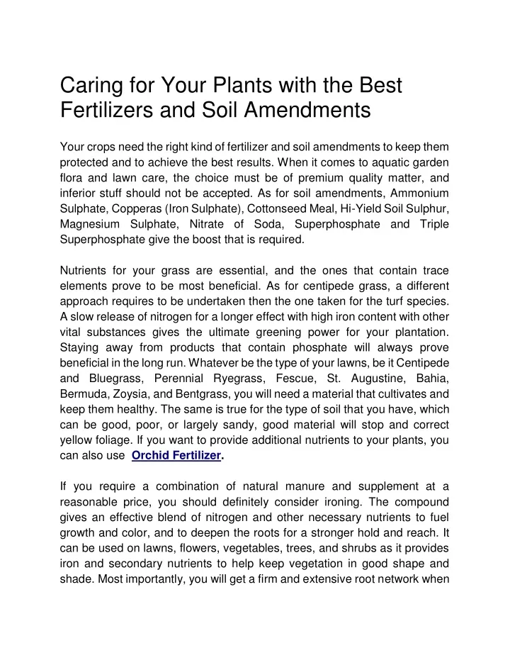 caring for your plants with the best fertilizers