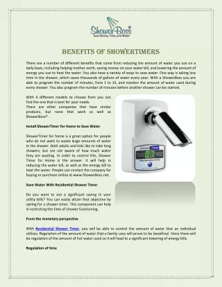 benefits of showertimers
