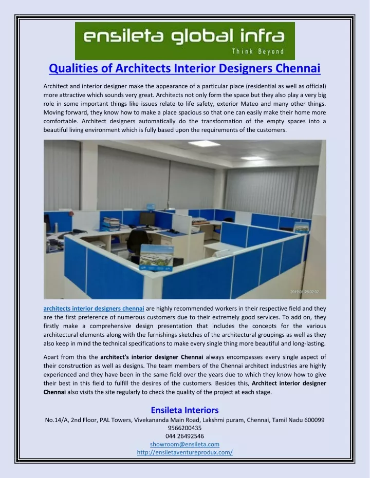 qualities of architects interior designers chennai
