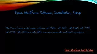 Epson WorkForce Software, Installation, Setup