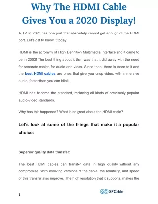 why the hdmi cable gives you a 2020 display