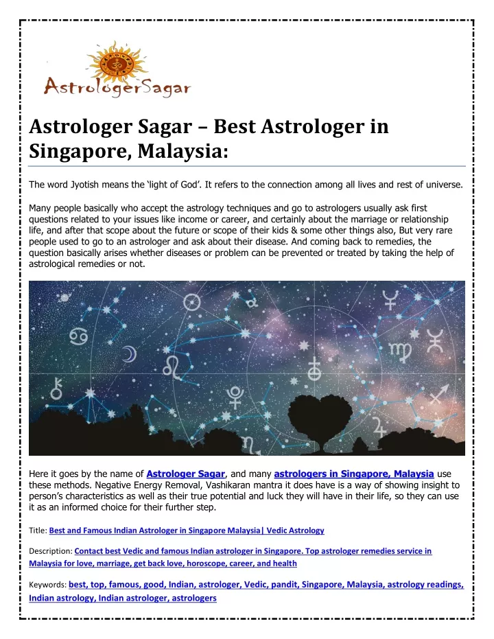 astrologer sagar best astrologer in singapore