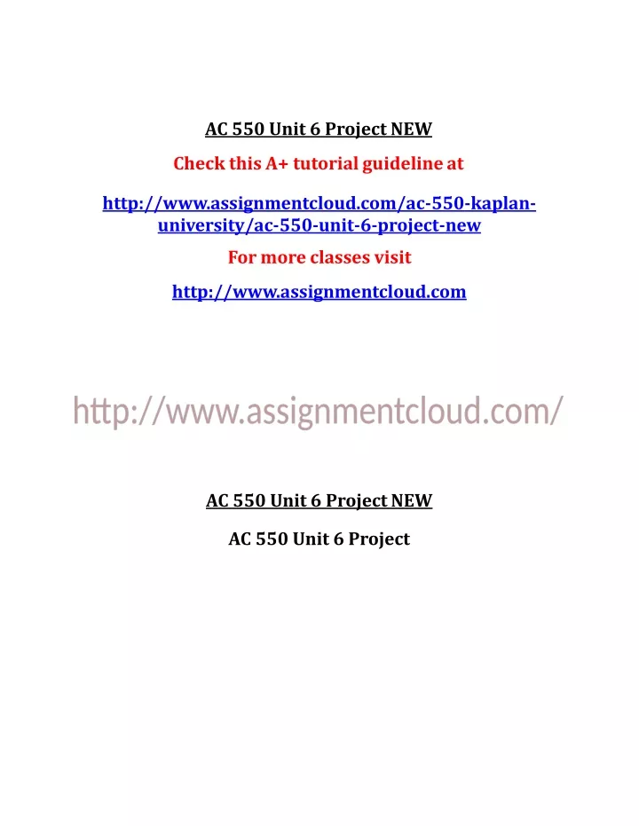 ac 550 unit 6 project new check this a tutorial