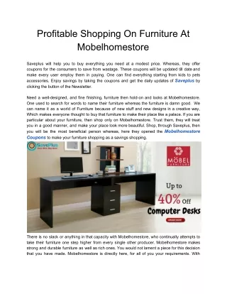 Profitable Shopping On Furniture At Mobelhomestore