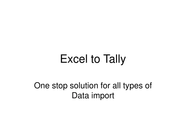 excel to tally