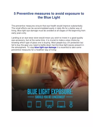 5 Preventive measures to avoid exposure to the Blue Light