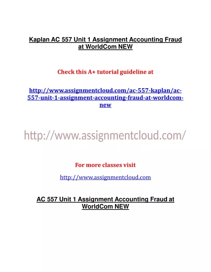 kaplan ac 557 unit 1 assignment accounting fraud