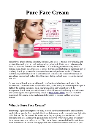 Pure Face Cream: Reviews, Price, Side Effects and Where to Buy