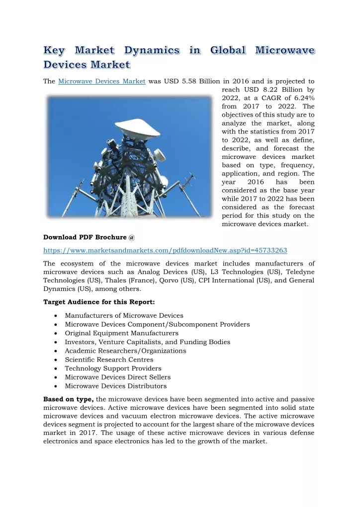 the microwave devices market was usd 5 58 billion