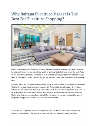 Why Baltana Furniture Market Is The Best For Furniture Shopping?