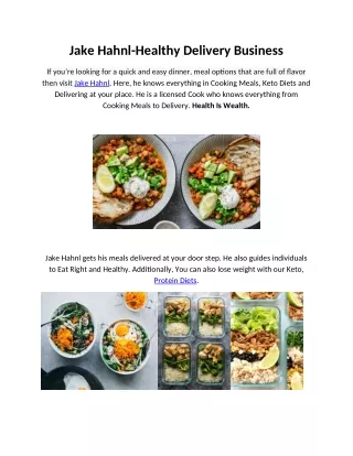 Jake Hahnl- Cooks Healthy Meals