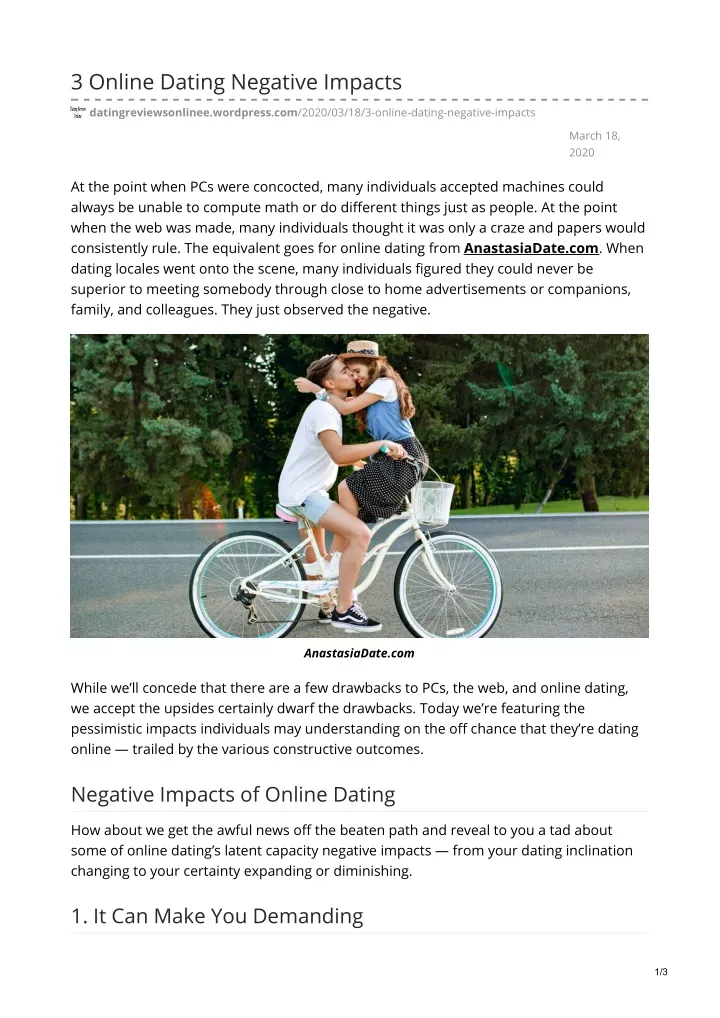 3 online dating negative impacts