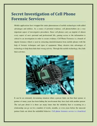 secret investigation of cell phone forensic
