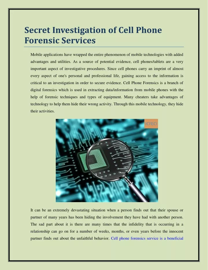 secret investigation of cell phone forensic