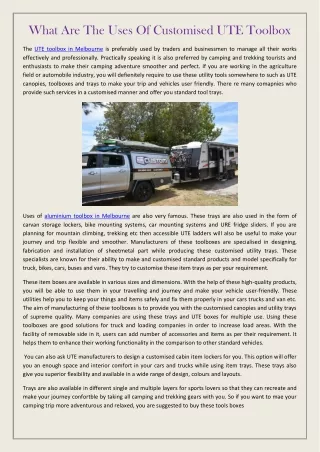 what are the uses of customised ute toolbox
