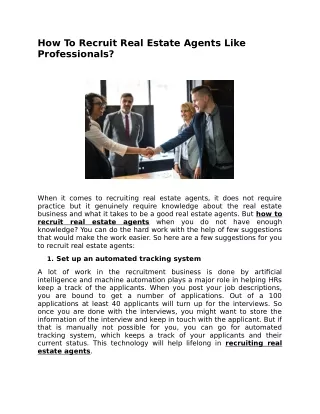 how to recruit real estate agents like