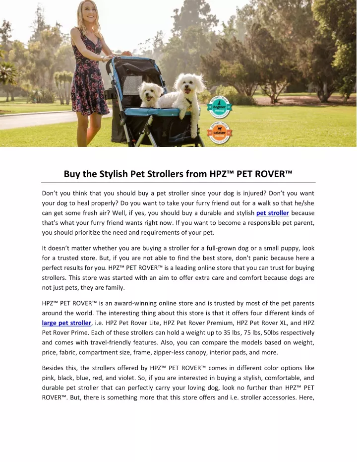 buy the stylish pet strollers from hpz pet rover