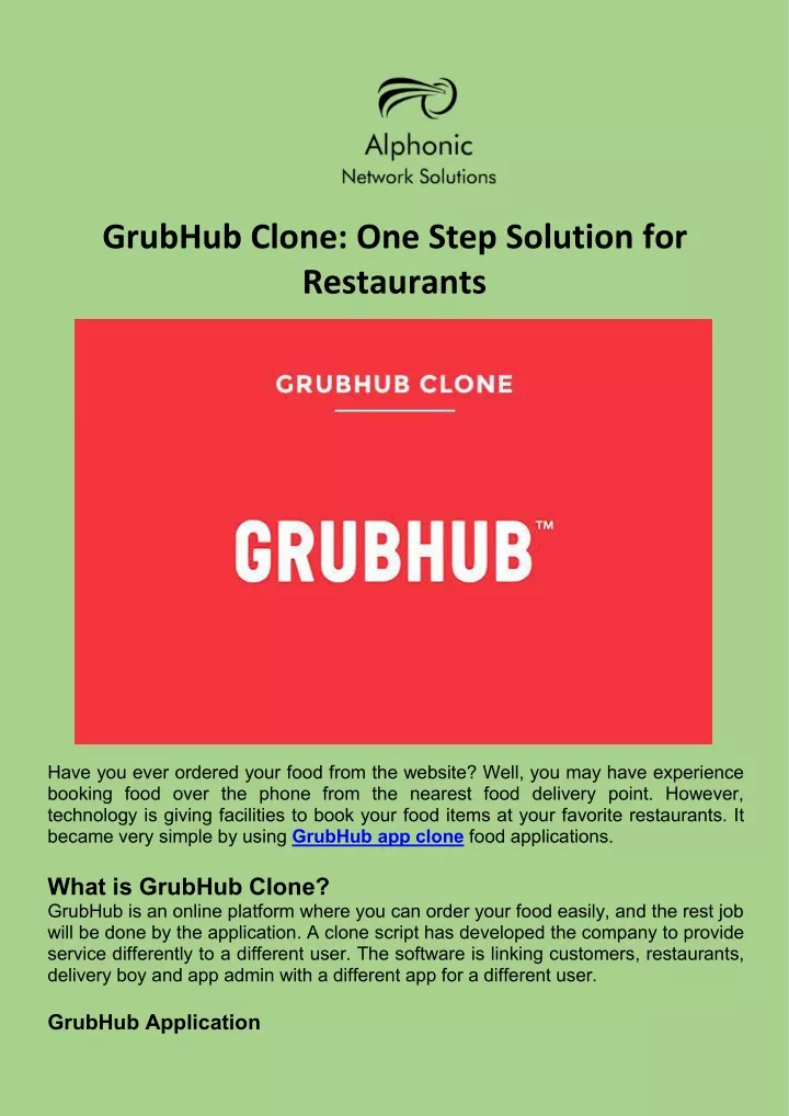 grubhub clone one step solution for restaurants