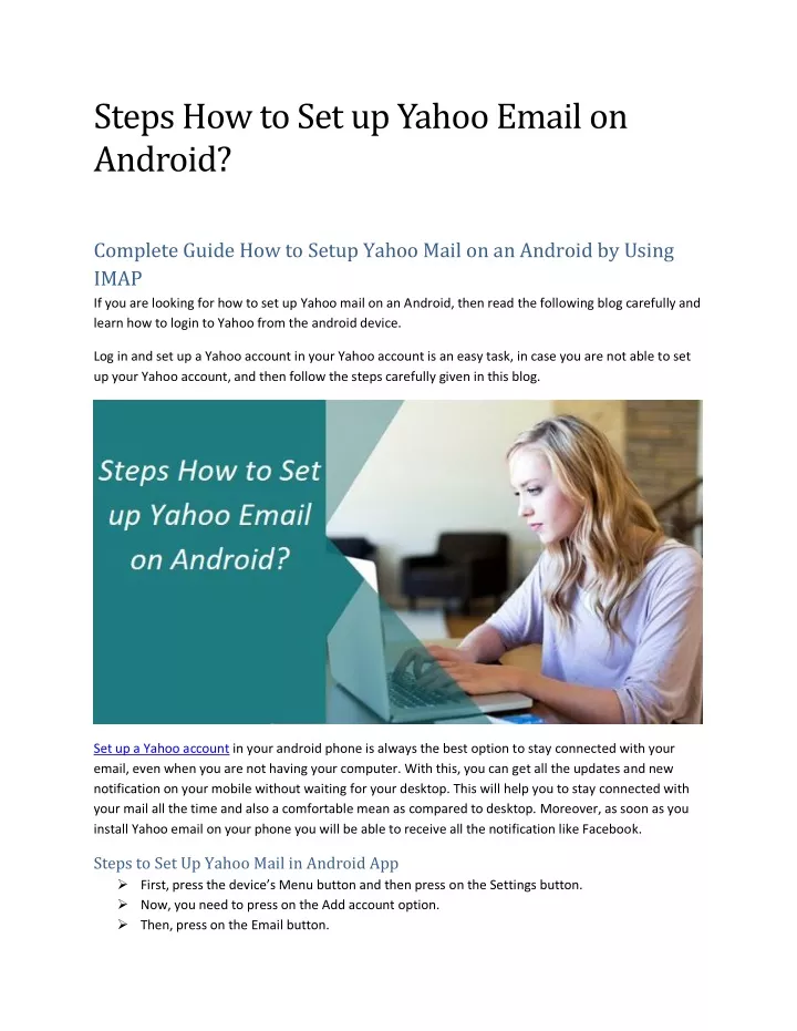 steps how to set up yahoo email on android